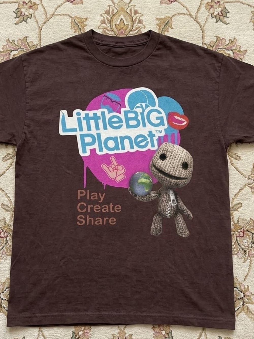 Gildan Brown LittleBigPlanet Graphic Tee with Colorful Logo